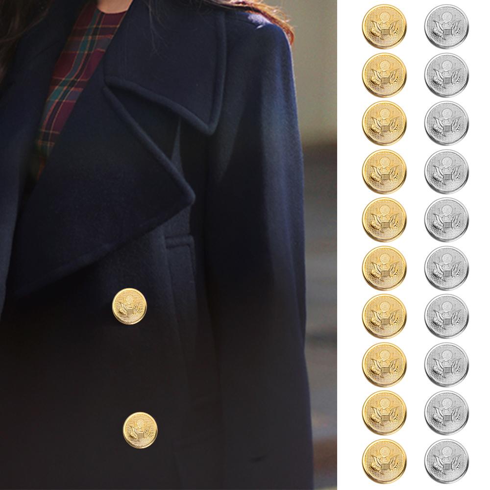 Set 10 Nút Tròn Hình Đại Bàng Trang Trí Áo Khoác Blazer