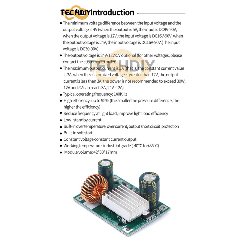Mô Đun Hạ Áp DC 9V 12V 24V 36V 48V 72V 84V 120V Sang 5V 12V 3A Chuyên Dụng
