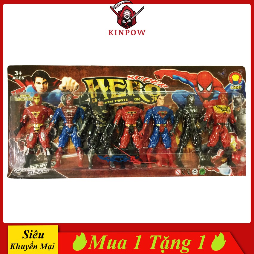 Đồ Chơi Siêu Nhân KINPOW Biệt Đội Siêu Anh Hùng Có Đèn Led Đỏ, Cử Động Khớp Tay Chân Linh Hoạt