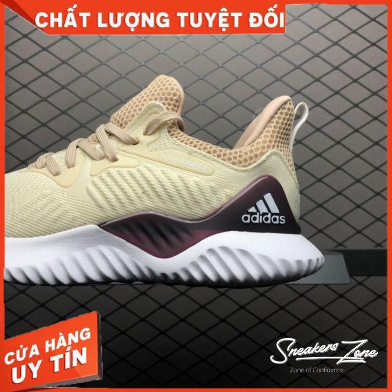 𝐓ế𝐭 (FREE SHIP + HỘP + QUÀ) Giày thể thao sneaker nam nữ ALPHABOUNCE Beyond 2018 Cream deep red Kem gót đỏ đậm