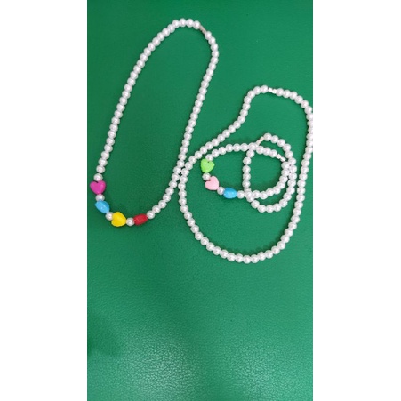 Combo bộ dây chuyền và lắc tay giả ngọc trai cho bé nhiều màu