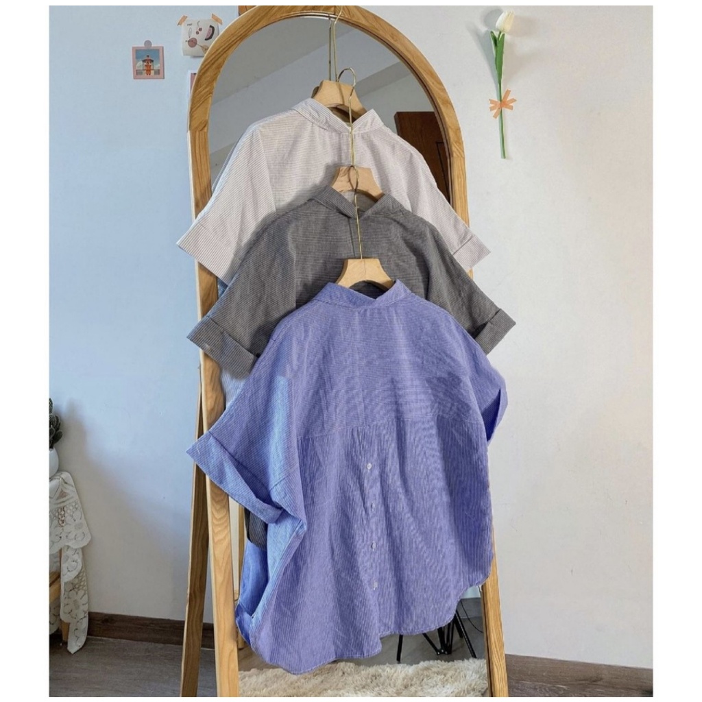 Áo Sơ Mi Kẻ Khuy Sau Form Rộng Nhiều Màu, Labibi