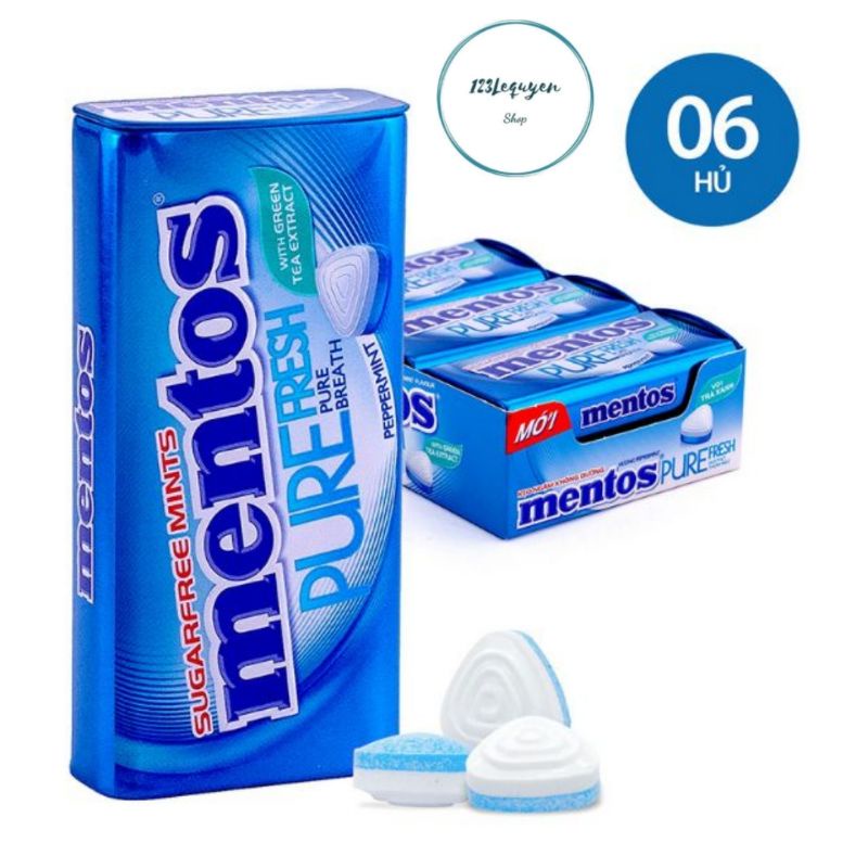 Kẹo ngậm Mentos không đường hủ 50 viên 35g - Pure Fresh spearmint, Pepermint bạc hà