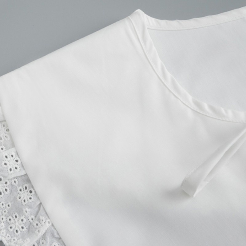 Cổ áo giả xếp ly thêu ren phong cách thanh lịch cho bạn gái khi mặc áo sơ mi/áo Sweater/đầm thời trang