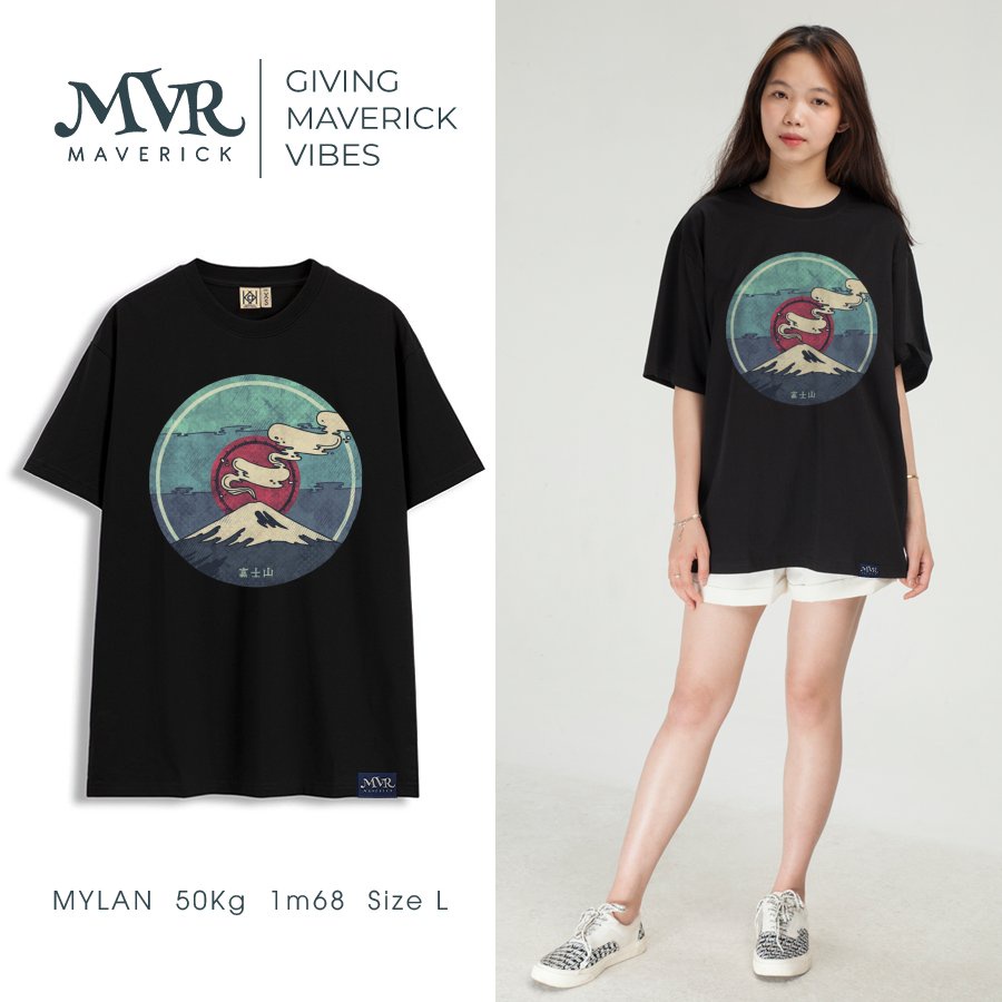 Áo thun form rộng phông cotton unisex nữ nam núi Nhật Bản mặt trời mọc MVR KK3985