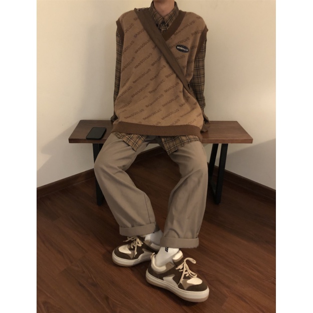 Áo Dệt Kim Sát Nách Dáng Rộng Cổ Chữ v In Chữ Thời Trang Cho Nam Và Nữ