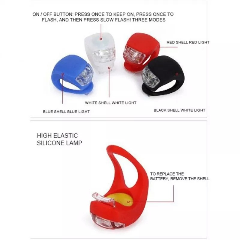 Đèn LED Silicone Cảnh Báo An Toàn Gắn Phía Trước/Sau Xe Đạp Chống Nước