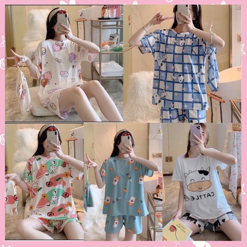 Bộ đồ ngủ dễ thương pijama, bộ đồ ngủ pijama sau sinh mặc đẹp, có big size