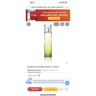 Nước hoa Caudalie Fleur de Vigne - hàng tester (Pháp)