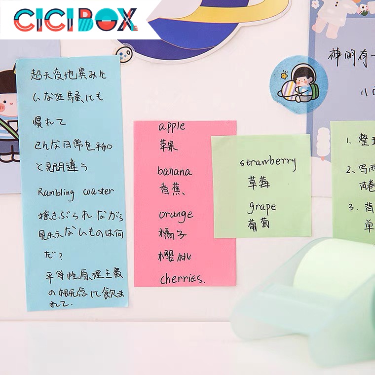 Cuộn giấy ghi chú giấy note dài 8m kèm dụng cụ cắt tiện lợi, Giấy note tiện dụng cho văn phòng, học tập CICIBOX