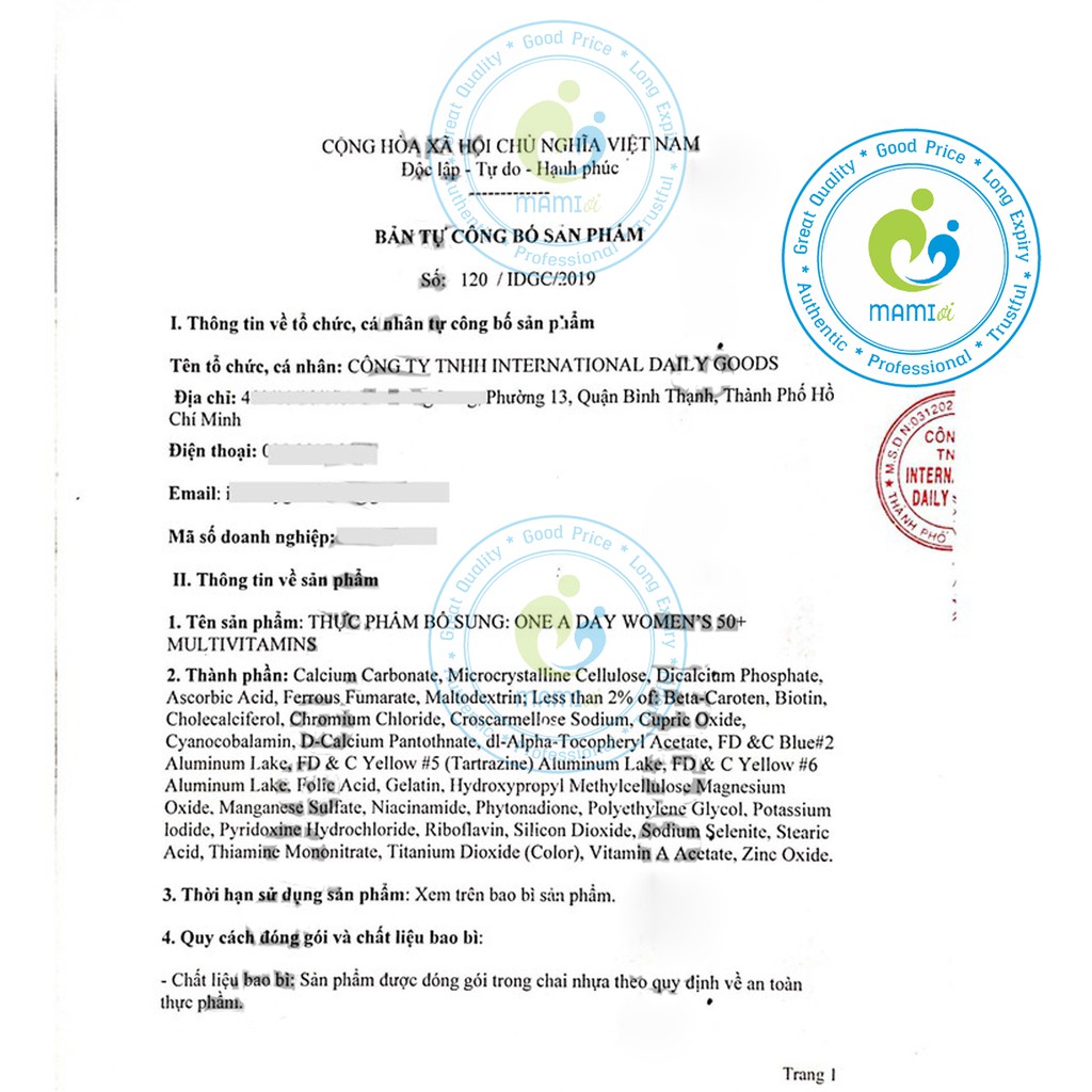 Vitamin tổng hợp (300v) tăng sinh lực, miễn dịch cho nam/nữ giới dưới 50 tuổi One A Day Men's/Women's Multivitamin, USA | Thế Giới Skin Care