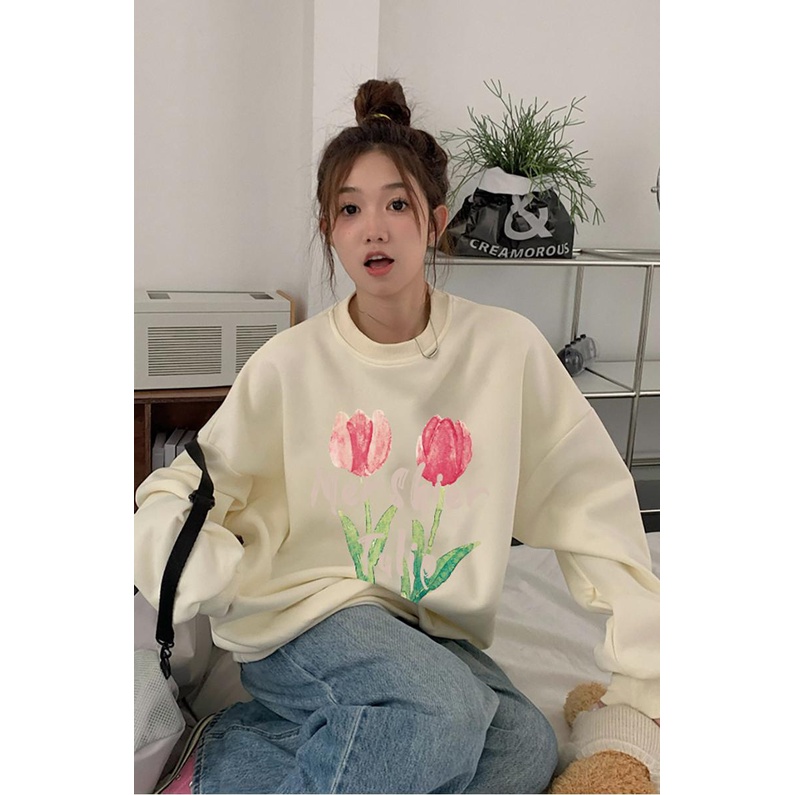 NRVP Áo Thun Tay Dài Oversize In Họa Tiết Phong Cách Hàn Quốc Thời Trang Cho Nam Và Nữ