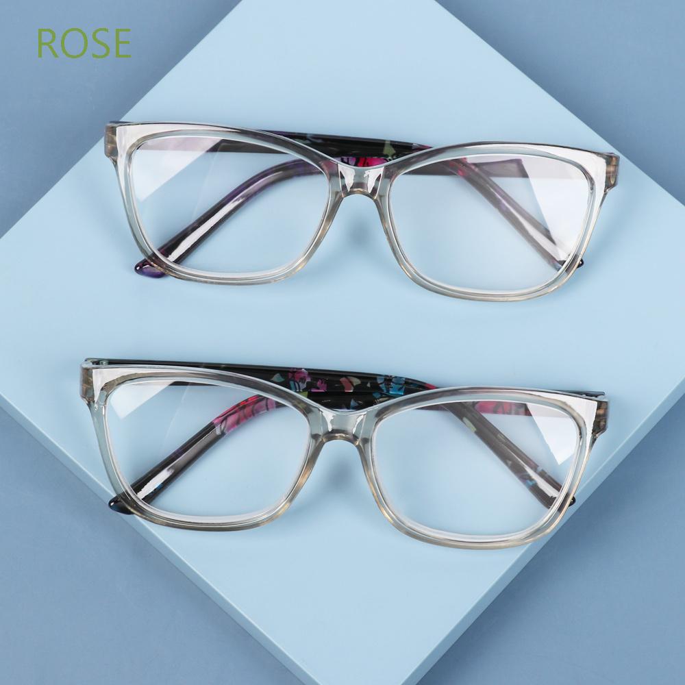 ROSE Portable Presbyopia Eyeglasses Radiation Protection Eyewear Floral Reading Glasses With Diopters +1.0~+4.0 Ultralight HD Resin Lens PC Frame Anti...
