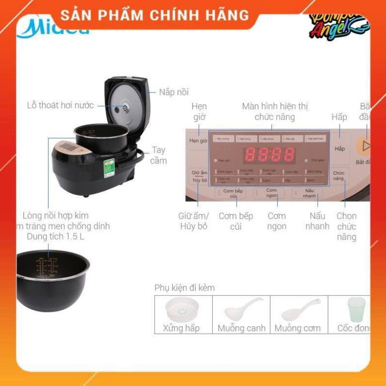 [FreeShip] Nồi cơm cao tần MIDEA MB-HS4007 1.5L chính hãng (vthm9) Huy Anh