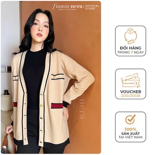 Áo Cadigan len cao cấp, phong cách Hàn Quốc FIANCA NERA [ Made in Viet Nam]