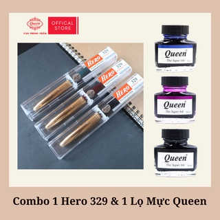 Combo bút máy hero 329 & mực queen