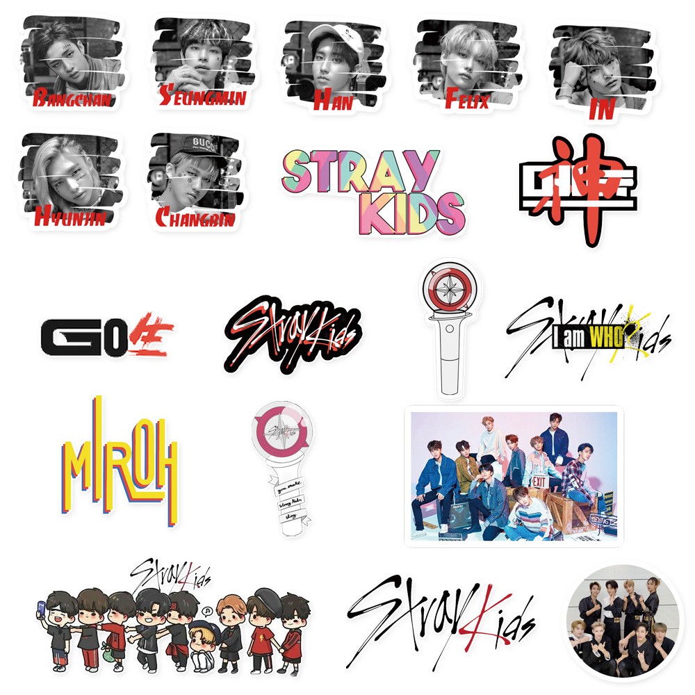 Set 76 Miếng Dán Trang Trí Hình Nhóm Nhạc Kpop Stray Kids Độc Đáo