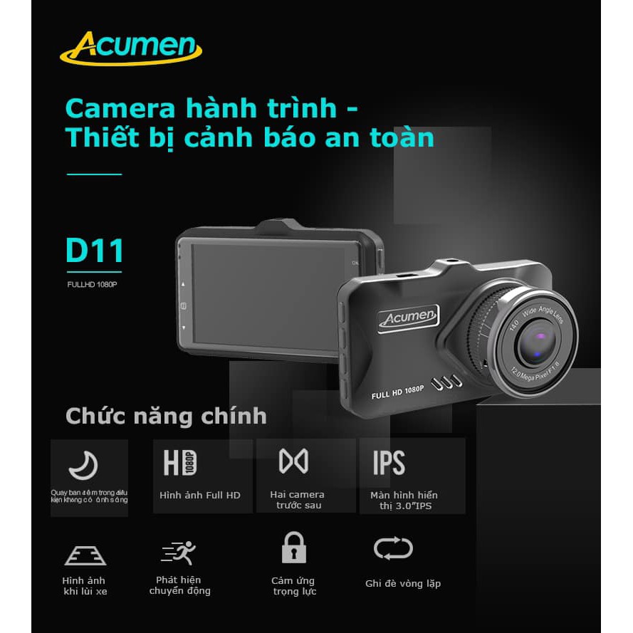 Camera hành trình D11 thấu kính SONY 1080P chuyên quay đêm