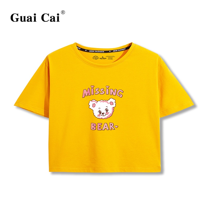 Áo Thun Crotop Form Rộng Tay Ngắn Chất Cotton Mền Mại In Hình Missing Bear Ulzzang Style Hàn Quốc TTT0123