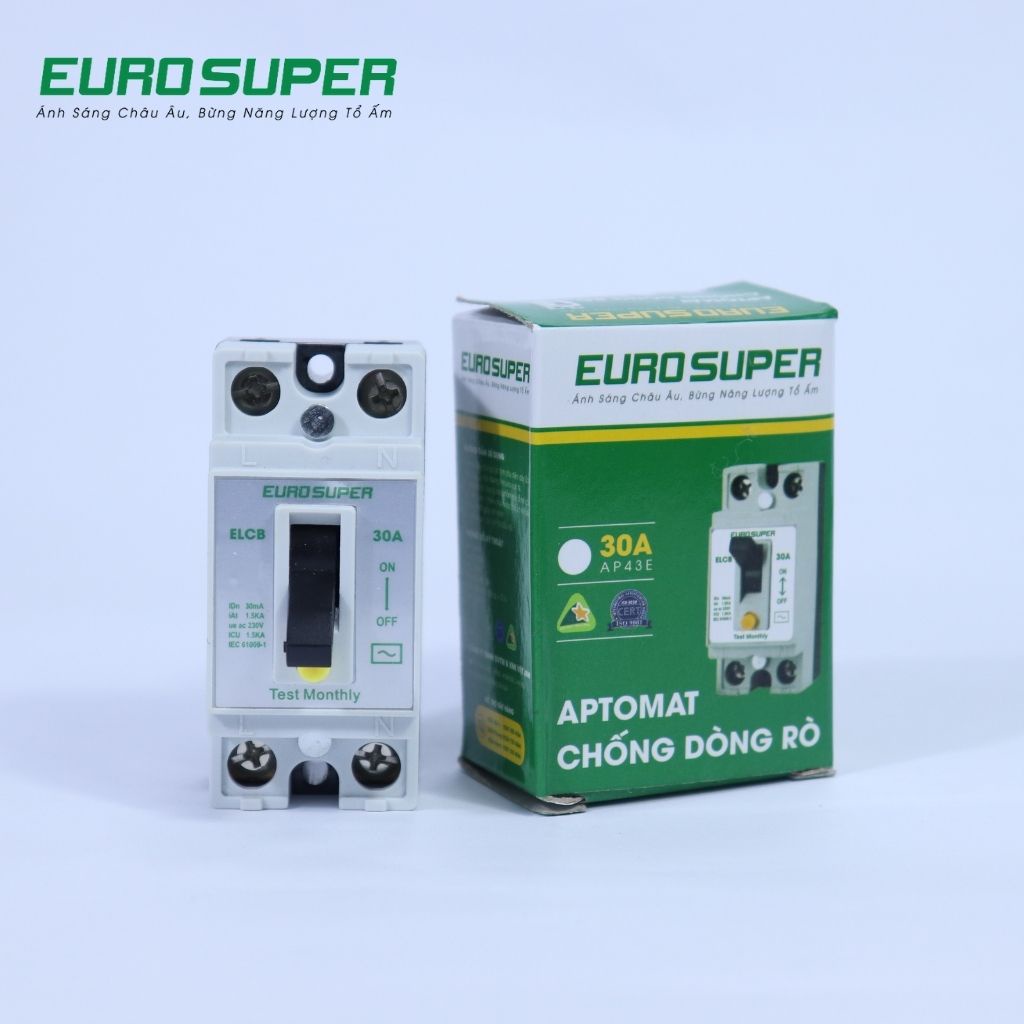 Cầu Dao Aptomat Chống Dòng Rò EUROSUPER Kiểm Soát, Bảo Vệ Dòng Diện Và Ngắn Mạch NT50 RCCB-30A