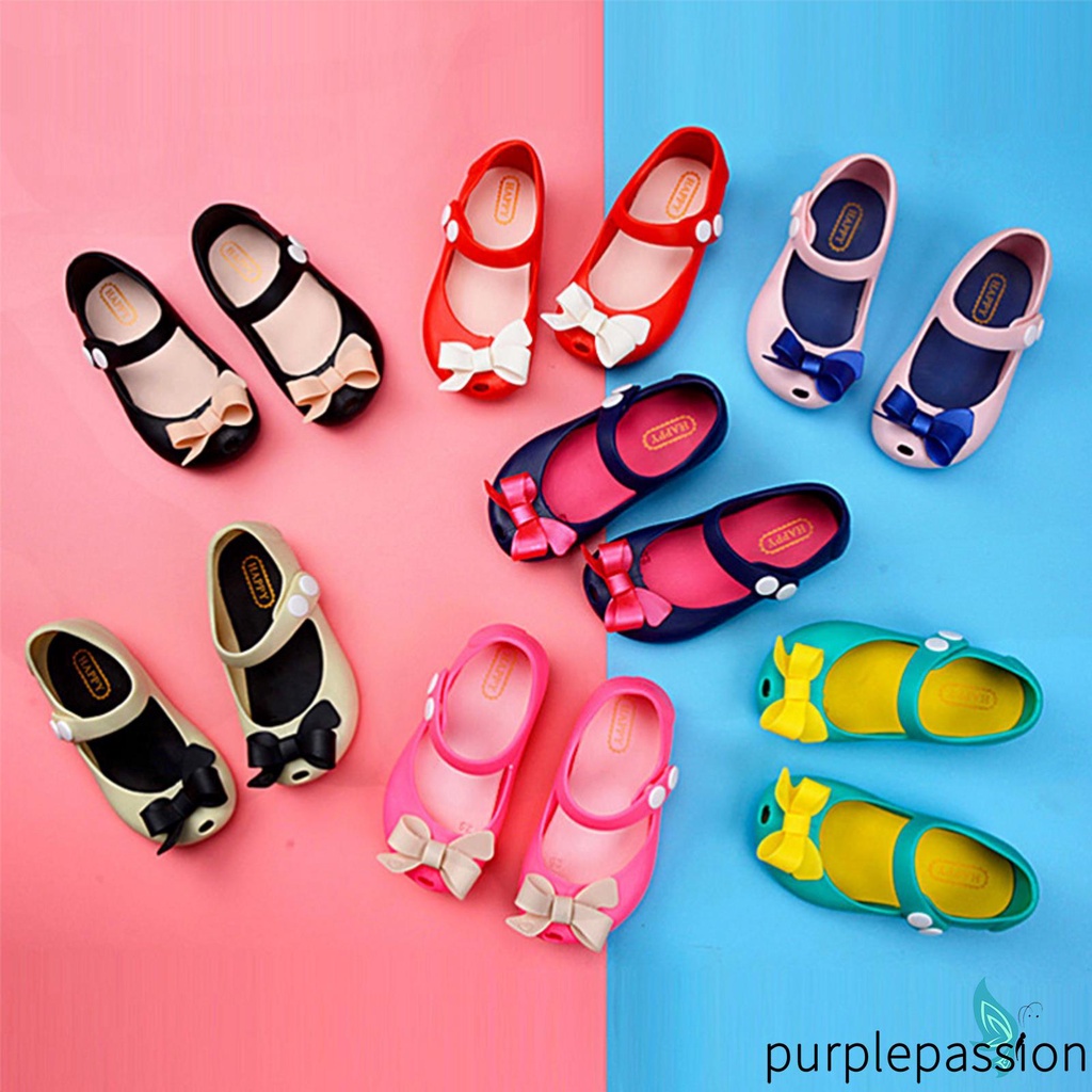 Giày sandal chống trượt thoáng khí đính nơ thời trang mùa hè cho bé gái