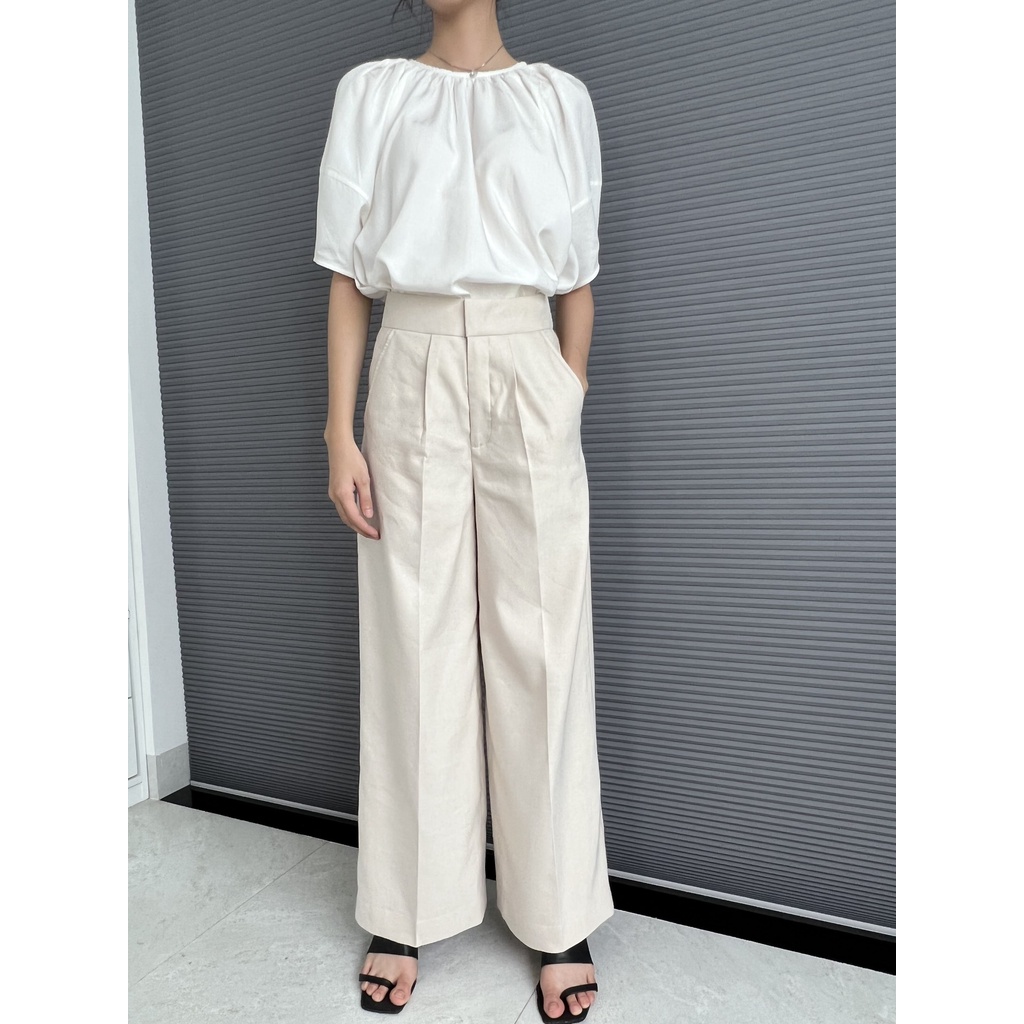 Quần Tây Line Ống Suông Màu Beige Nữ AT MODA DE LITA