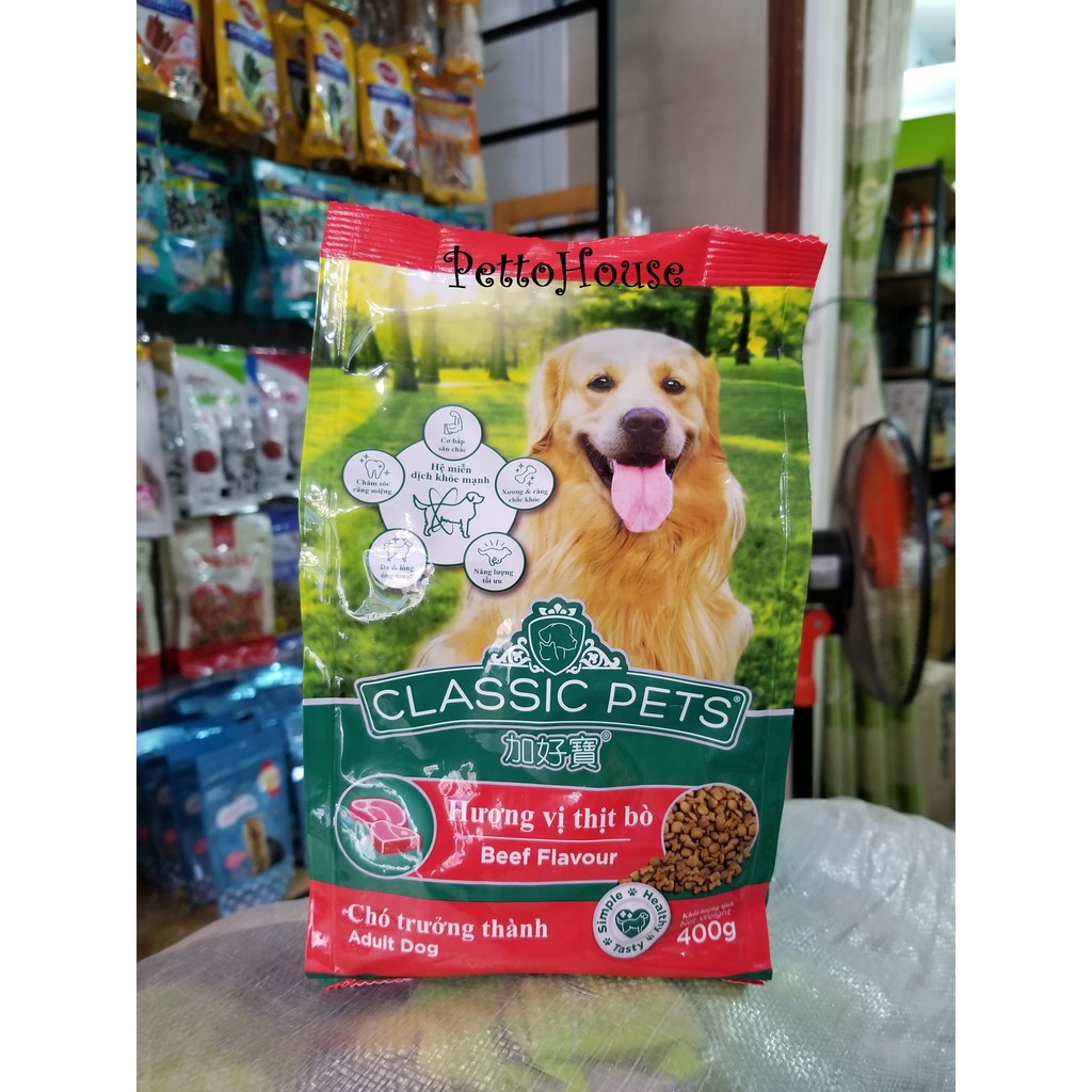 [Petto House] hạt khô thức ăn cho chó trưởng thành vị thịt bò Classic pets adult dog 400g beef flavo