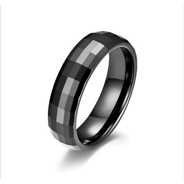 Nhẫn bằng thép titan đính đá zirconia đánh bóng qf045 cho nam