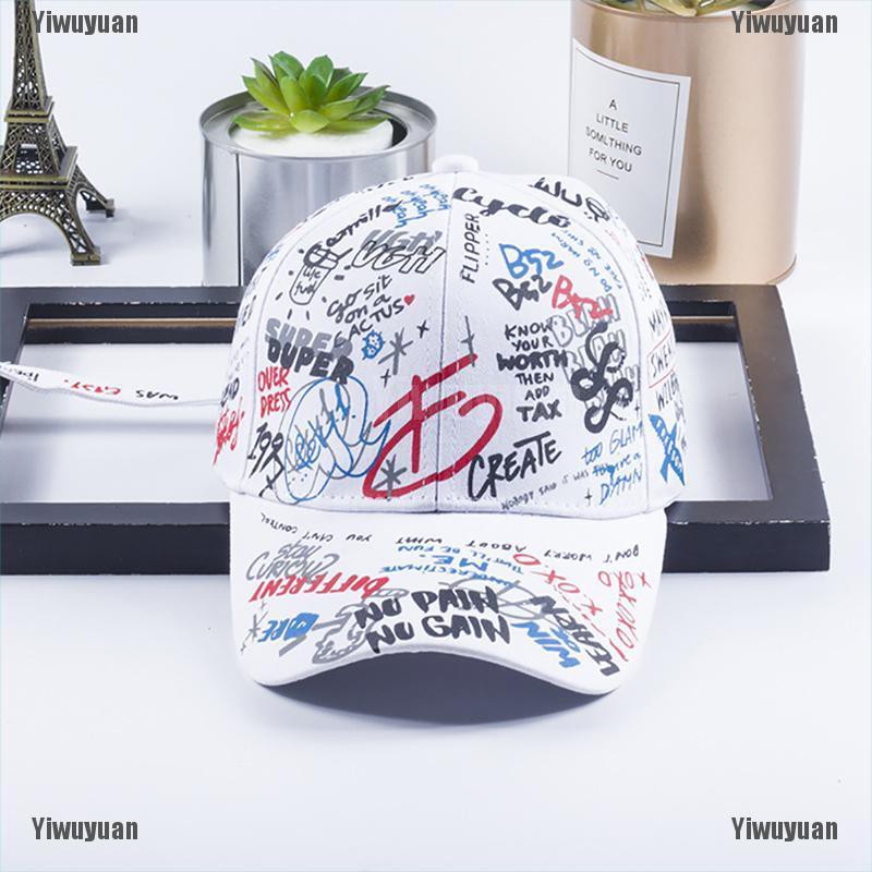 YiwuyuanMen Women Letter Graffiti Snapback Baseball Ball Cap Outdoor SportHat Adjustable