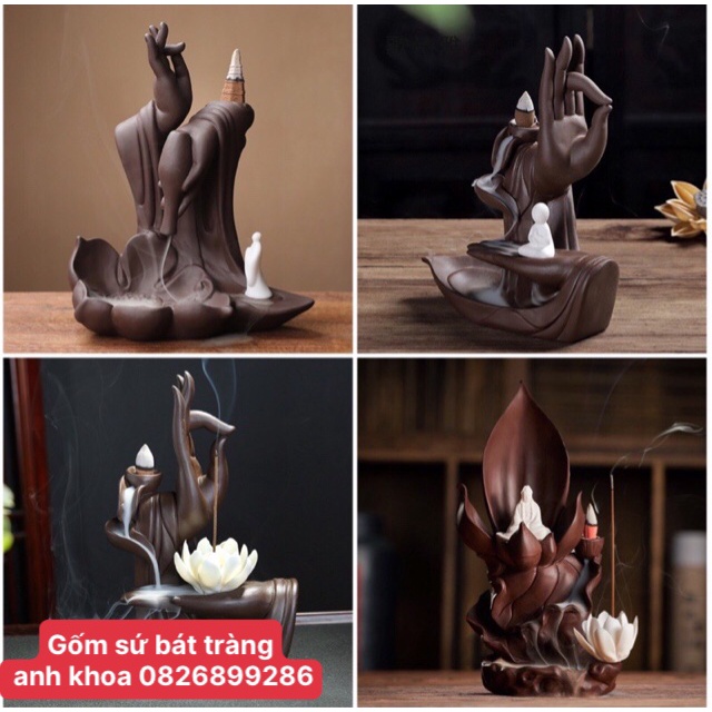 Tổng hợp tất cả các mẫu thác khói trầm hương Phật thủ liên hoa tặng 10 nụ