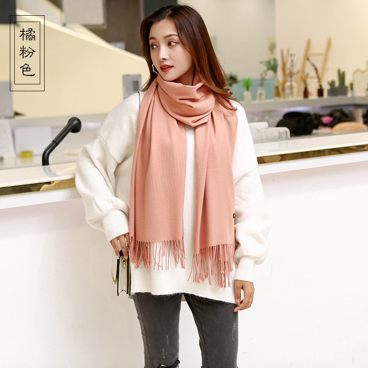 Khăn choàng cổ cashmere trơn chất dày nhiều màu size 60*200cm - Mã CA01