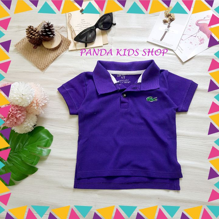 Áo Thun Polo Vải Cá Sấu Cổ Trụ Trơn Cho Bé