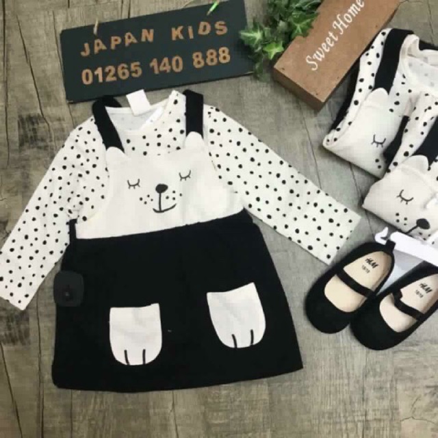 Set yếm đen 9-12m