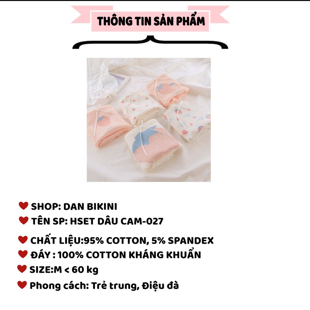 Quần Lót Nữ ❤️️FREESHIP❤️️ Quần Lót Nữ Cotton gân tăm Dâu cam chống viêm mềm mại lên dáng sexySet dâu cam 027