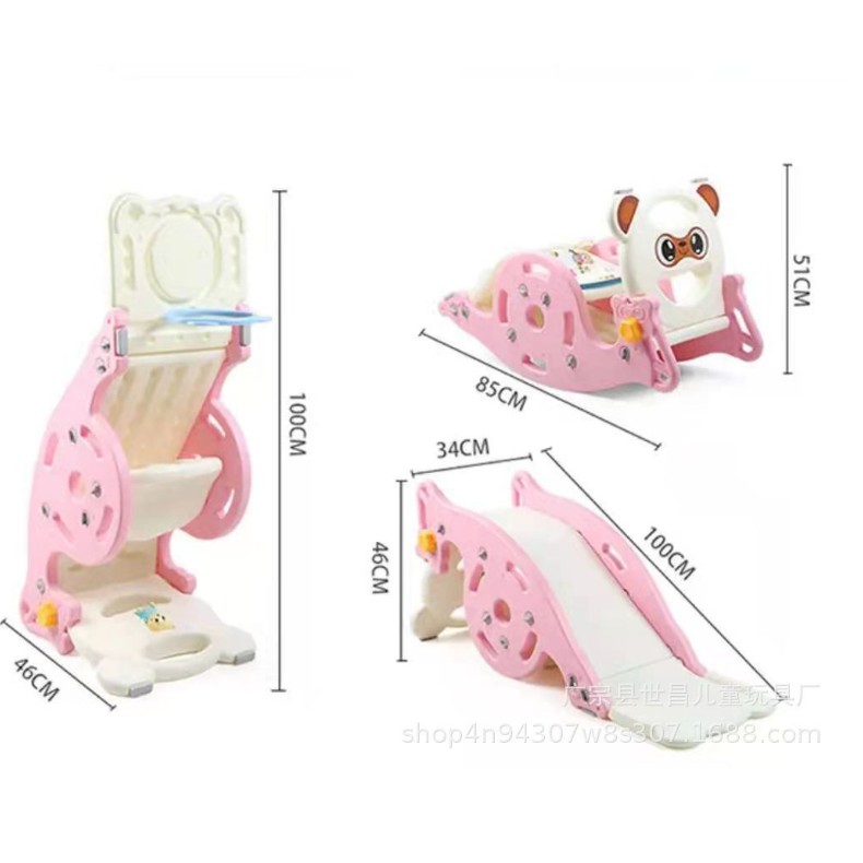 Cầu Trượt Bập Bênh Cho Bé - MẪU GẤU CAO CẤP 3 IN 1 BẢO HÀNG 12 THÁNG