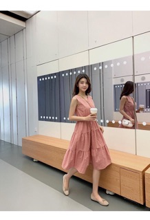 Váy maxi nút kẻ caro (có hình thật)