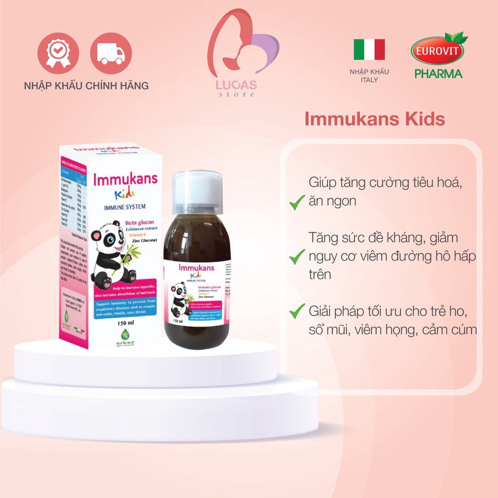 IMMUKANS KIDS Siro Ăn Ngon Và Tăng Sức Đề Kháng Cho Bé 150ml - TP109