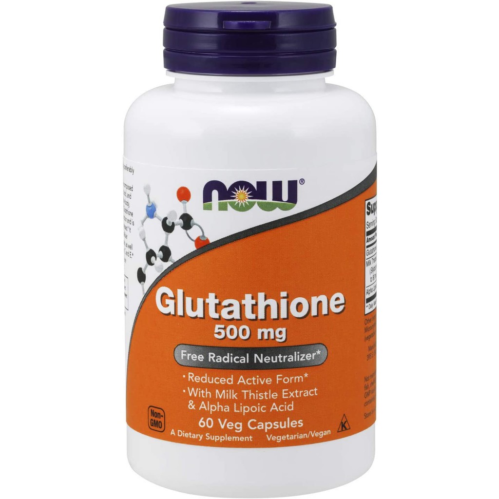 Viên Uống Trắng Da, Làm Đẹp Da NOW Glutathione 500mg 60 Viên