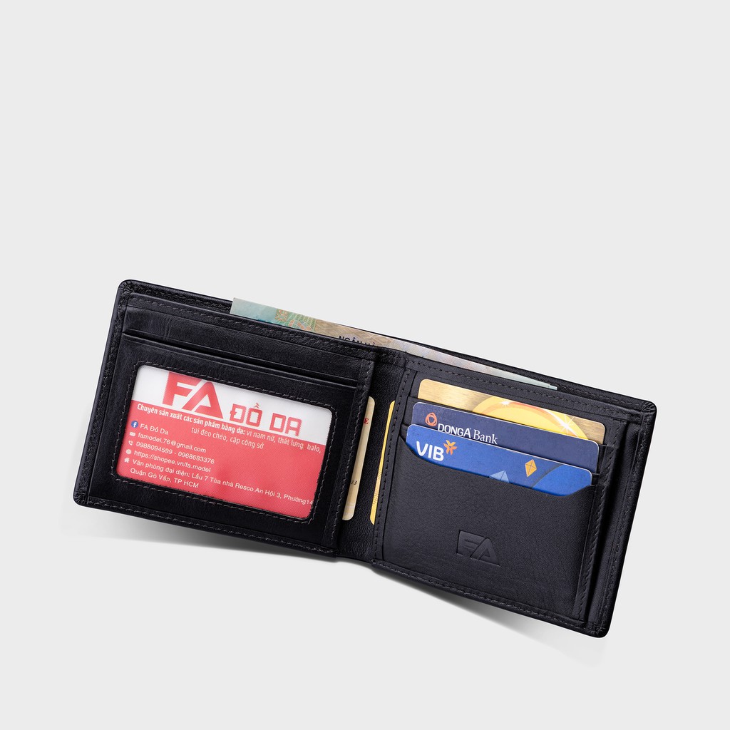 Bóp ví nam da bò cao cấp VN003 thương hiệu FA, ví nam kiểu đứng đựng tiền và thẻ các loại - Fadoda