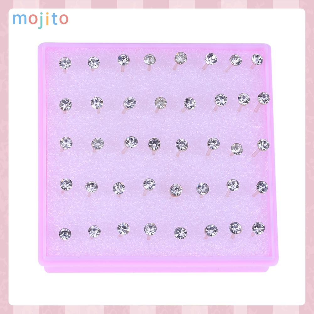 Bộ 20 đôi bông tai tròn bằng nhựa màu trắng xinh xắn cho nữ