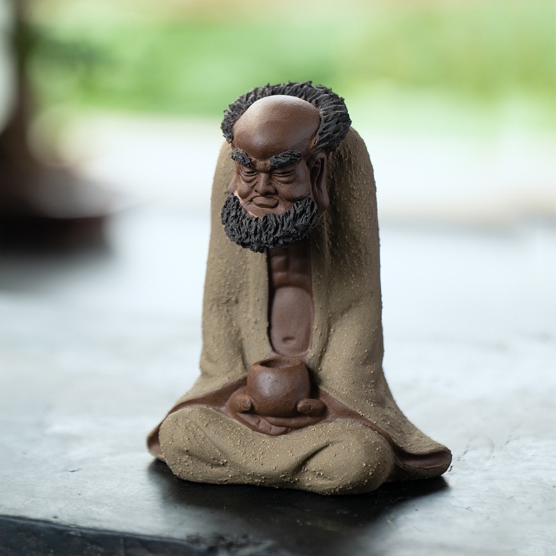Tượng Đạt Ma Sử Tổ Bằng Chất Liệu Tử Sa (Tượng Trang Trí, Đồ Chơi Bàn Trà)
