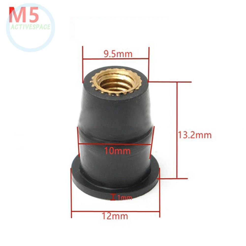 Set 10 Nút Cao Su M5 bán kính 5mm Gắn Kính Chắn Gió Xe Mô Tô
