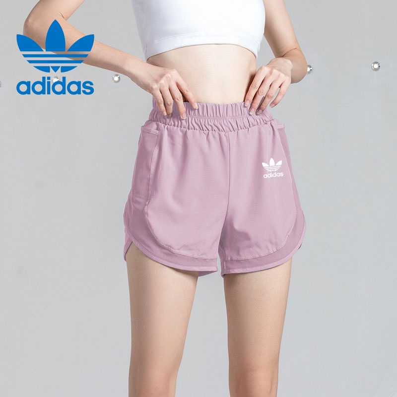 Quần Short Thể Thao Adidas Giả Hai Lớp Phối Lưới Thoáng Khí Dáng Rộng Nhanh Khô Cho Nữ