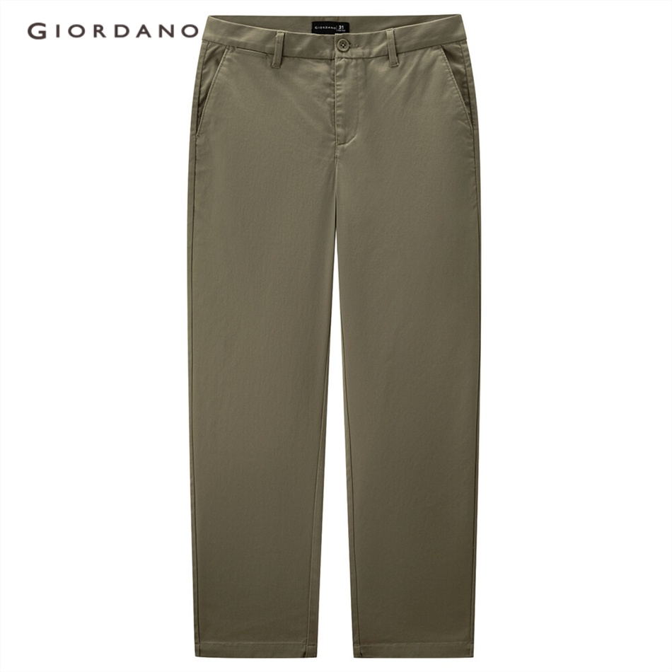 Quần dài GIORDANO 01111110 lưng cao vừa màu trơn không nhăn dễ phối đồ đơn giản trẻ trung cho nam