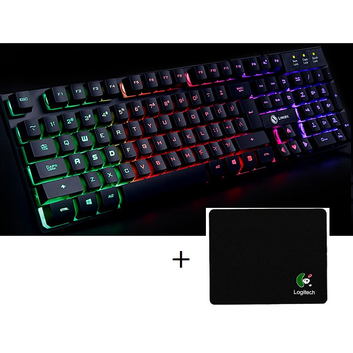 Bàn phím giả cơ game LIMEME TX30 Led Xuyên Phím 7 Màu + Tặng Lót Logitech