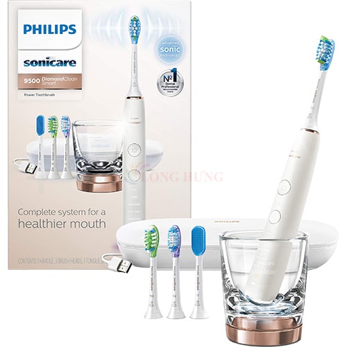 Bàn chải điện Philips Sonicare 9500 DiamondClean Smart HX9924 - Hàng nhập khẩu