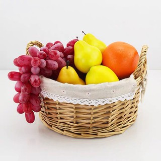 [Có Sẵn] Giỏ mây lót vải đựng đồ đa năng hình tròn có quai - trang trí nhà cửa tiện dụng (Cam kết hàng mây tre đan thủ c