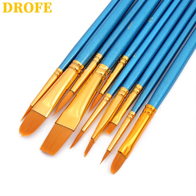 DROFE Bộ 10/6 Cọ Vẽ Tranh Nylon Tô Màu Theo Số Chuyên Nghiệp
