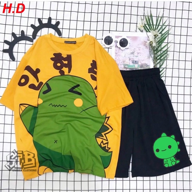 Bộ khủng long xanh chữ Hàn tici HDN765