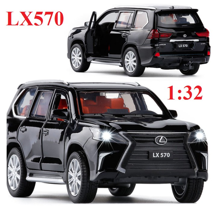 Xe ô tô LX570 tỉ lệ 1:32 màu đen, màu đồng mô hình bằng sắt mở các cửa có đèn và âm thanh